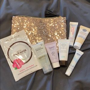 Sample size primer, hair creams & cleansers w bag